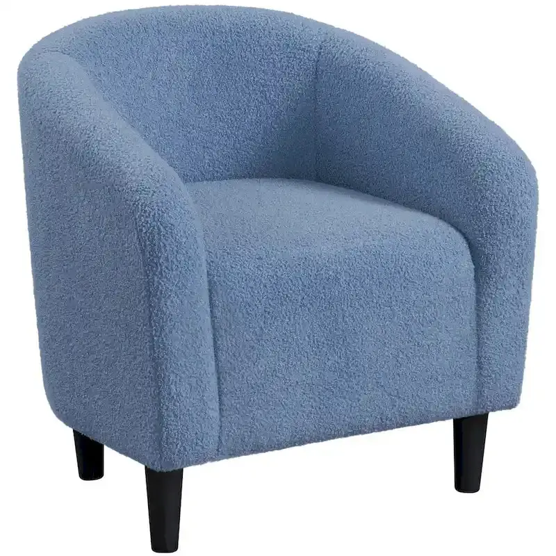 Yaheetech Boucle Upholstered Barrel Accent Chair – Club-Style Armchair