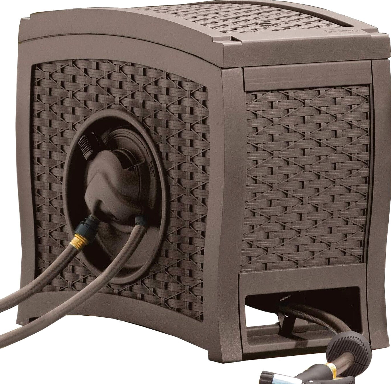 Suncast Aquawinder 125 Wicker Garden Hose Reel – Java
