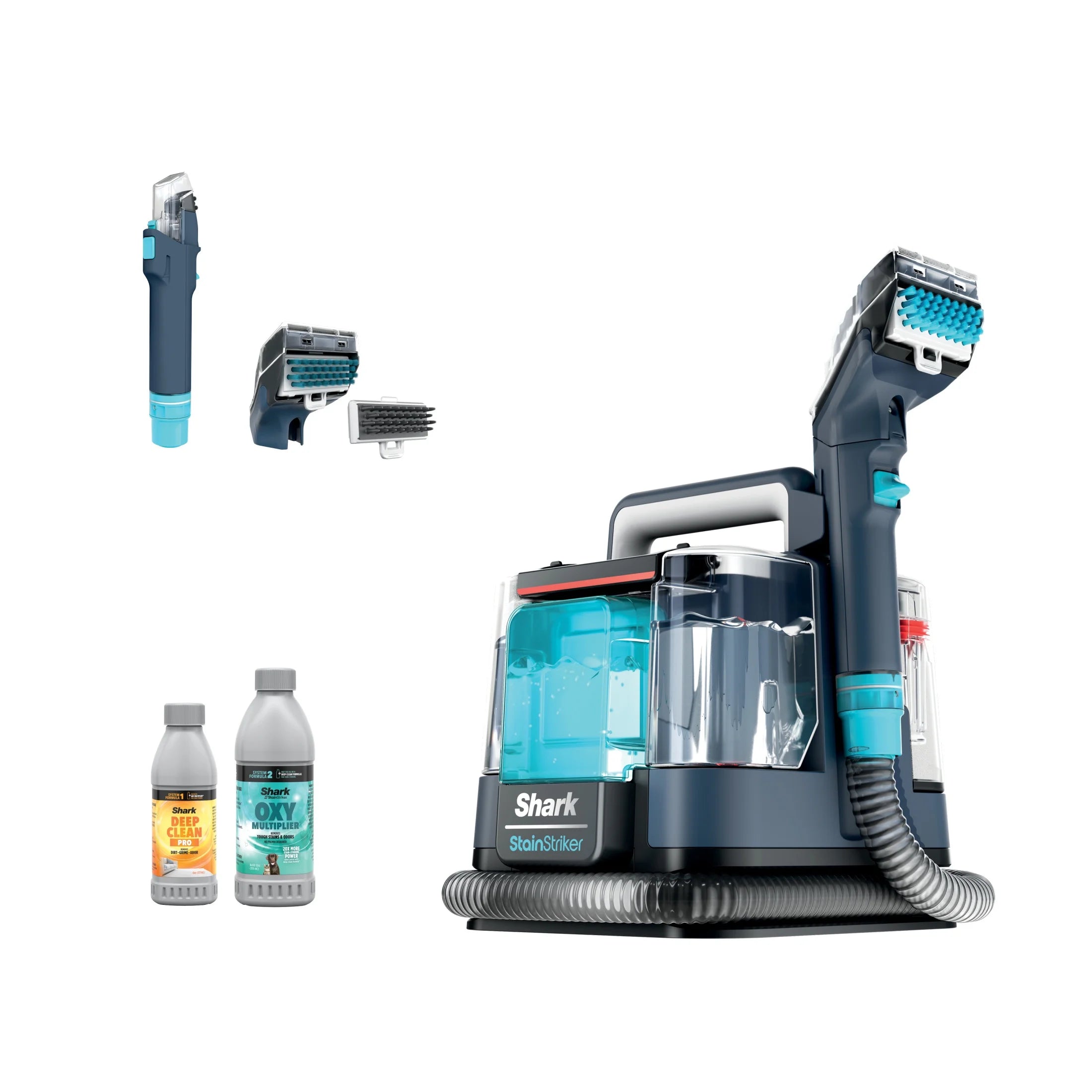 Shark StainStriker Portable Carpet And Upholstery Cleaner With 2 Tools, 6oz And 12oz Formulas – PX200 Navy/White