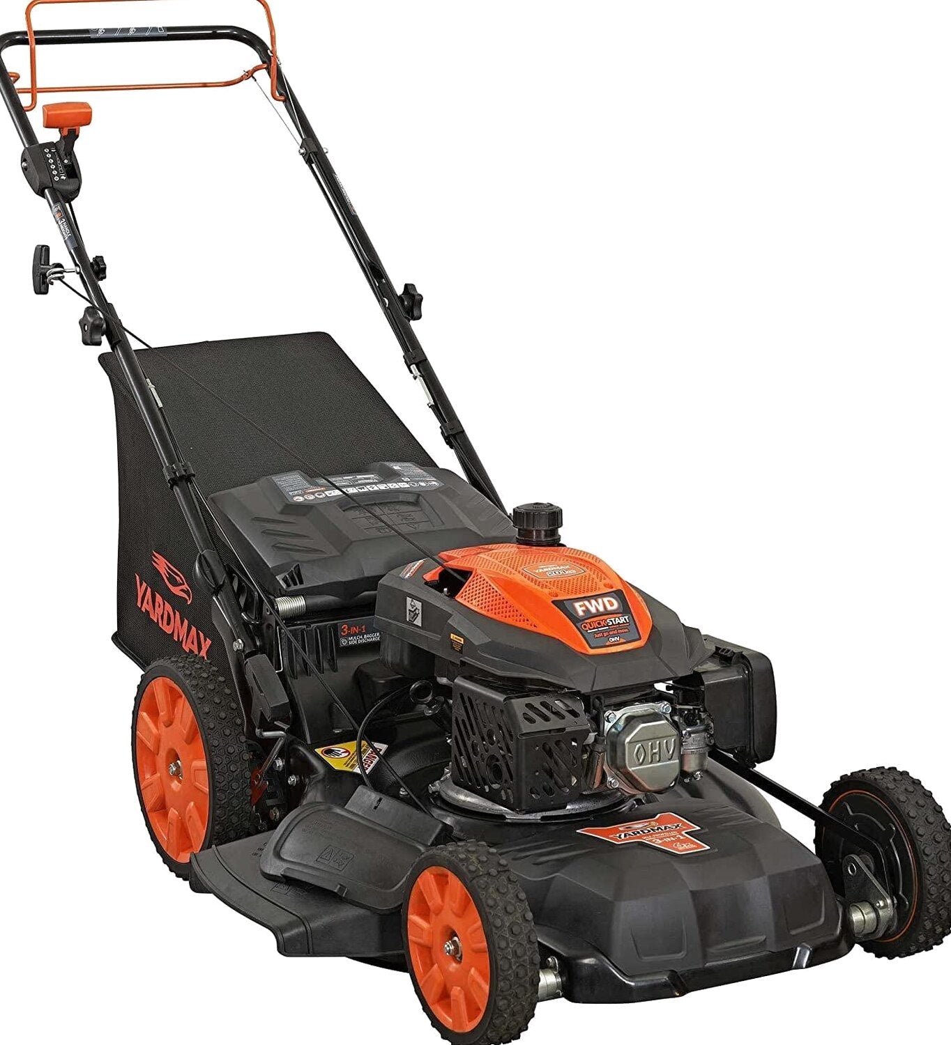YARDMAX 22 inch 201cc 3-in-1 Gas Self-Propelled Lawn Mower With CVT And High Wheels – YG2860