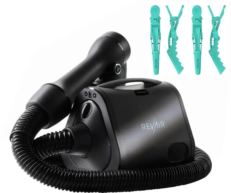 RevAir Reverse-Air Hair Dryer With Hair Clips – Black