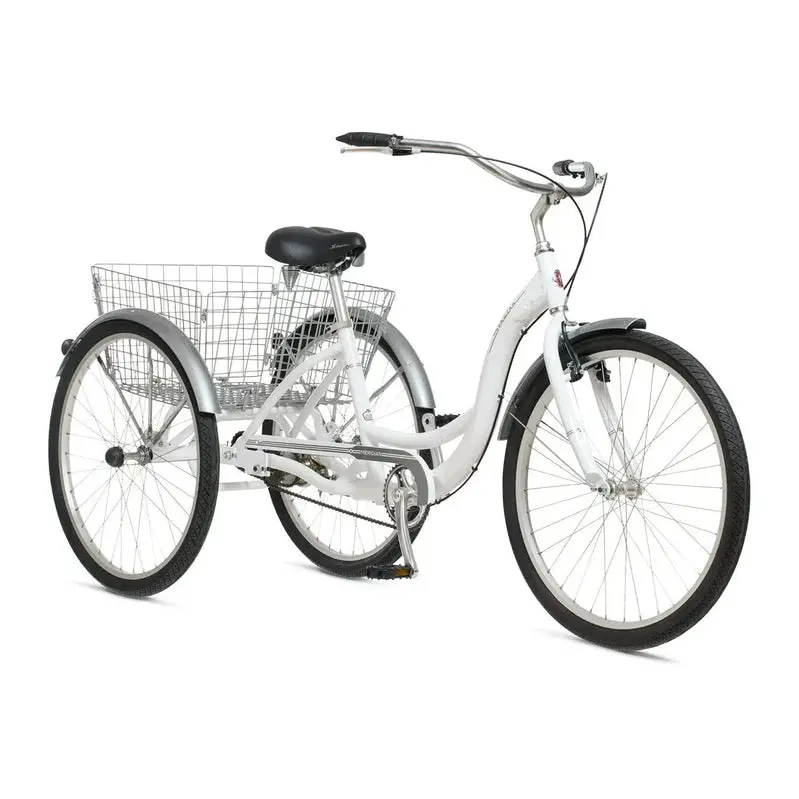 Schwinn Adult Tricycle 26-Inch Cruiser With Low-Step Frame, Wide Seat, Rear Folding Basket – Meridian