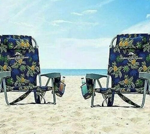 Tommy Bahama Folding Backpack Beach Chair, Blue, 2 Pack – 735752