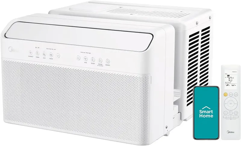 Midea U-Shaped Smart Window Air Conditioner, 8,000 BTU, 115 Volts, White – RMW08SQW