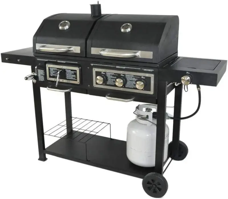 Dual-Fuel Outdoor Charcoal And Propane Grill – 64 x 28 x 49.75 inches