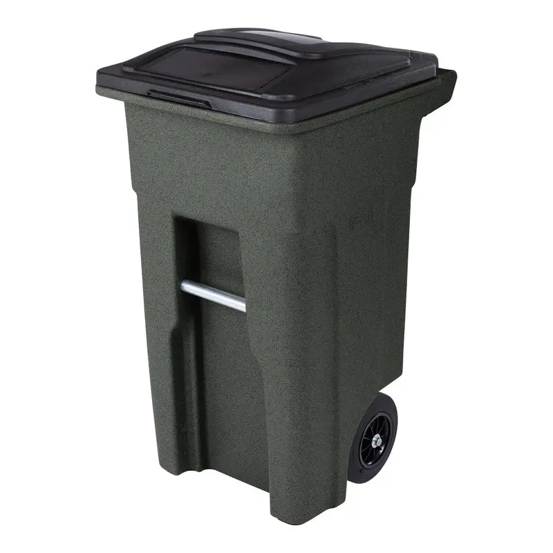 Toter 32 Gallon Green Trash Can With Quiet Wheels And Attached Lid – ANA32-55410