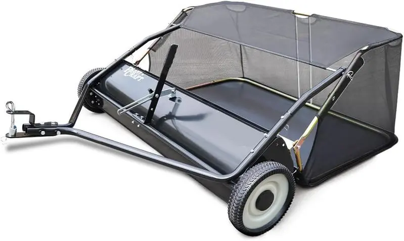 PlantCraft 48-Inch Steel Tow-Behind Lawn Sweeper, Black – Universal Hitch