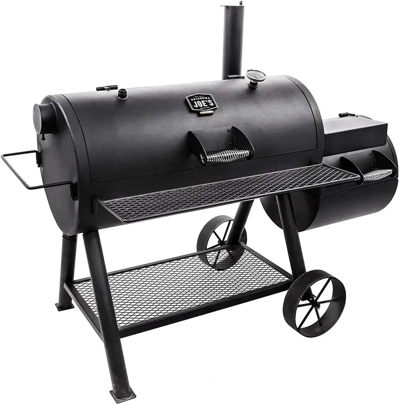 Oklahoma Joe’s Longhorn Reverse Flow Smoker – Offset Barrel Design, Heavy-Gauge Steel, Dual Chamber Smoking