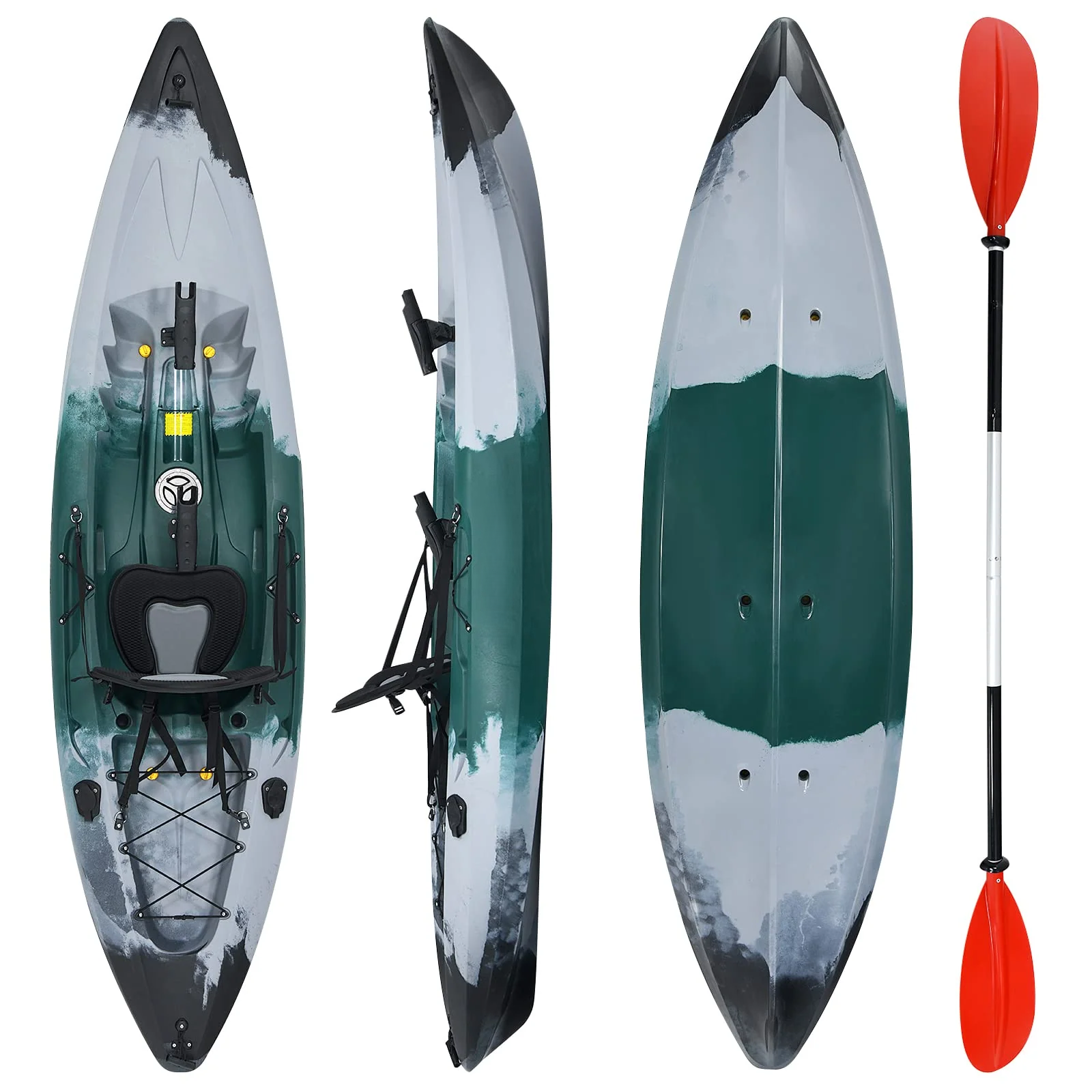 9.7FT Sit-On-Top Fishing Kayak – One Person Recreational Touring Kayak
