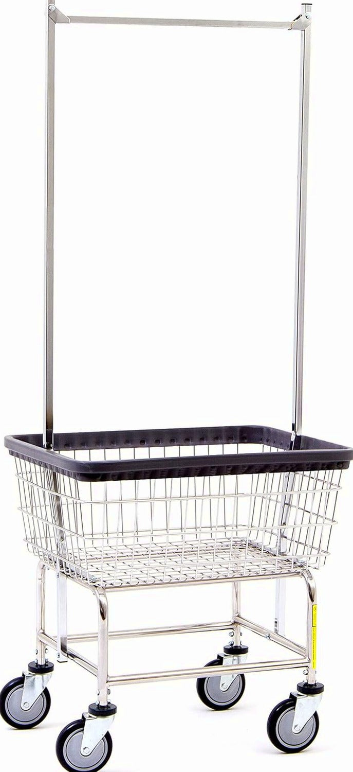 R&B Wire Products Heavy Duty Wire Laundry Cart, Chrome, 27D x 22W x 67H – 100CEC58C