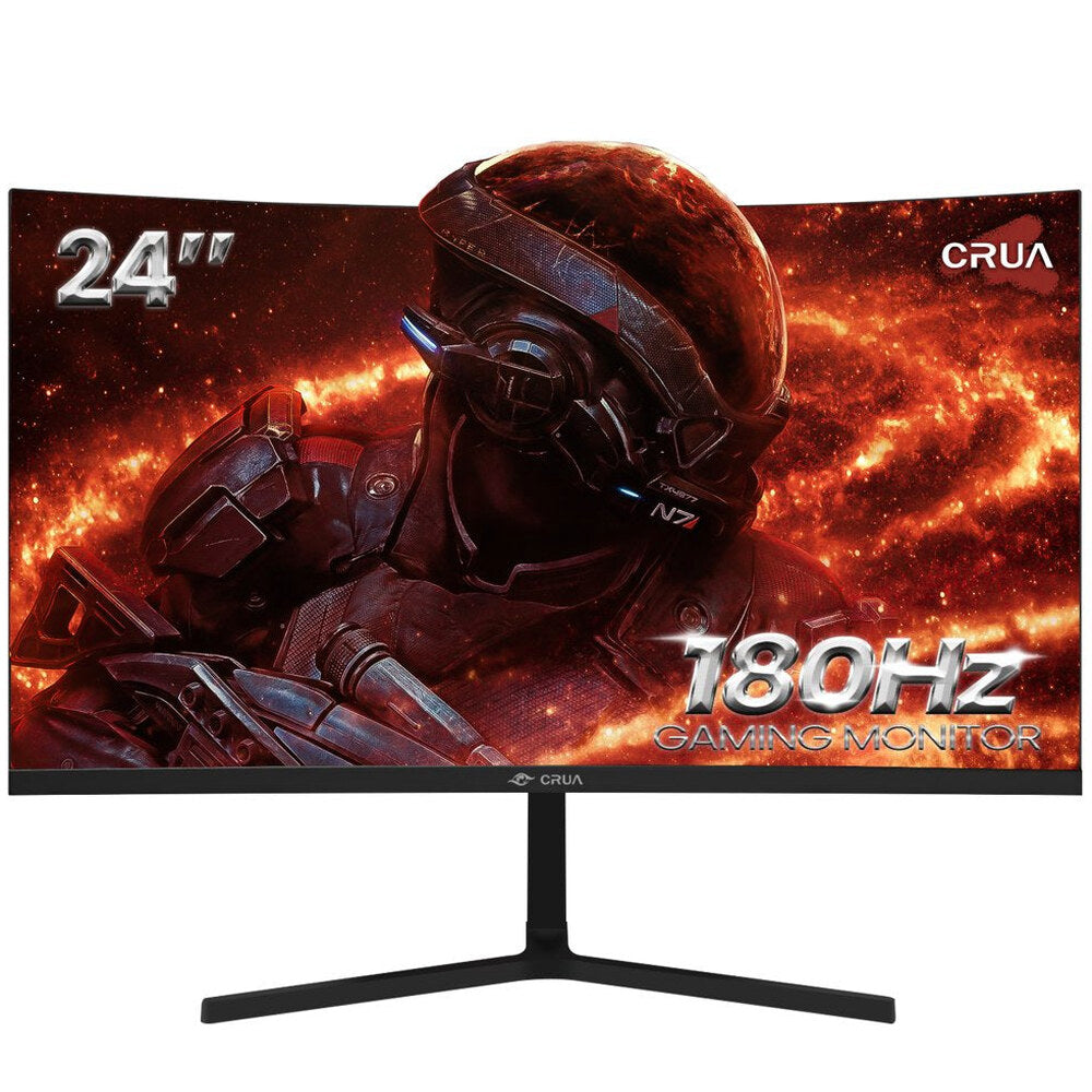 CRUA 24 Inch Curved Gaming Monitor FHD 1080P 180Hz VA Panel Black – CR240DM