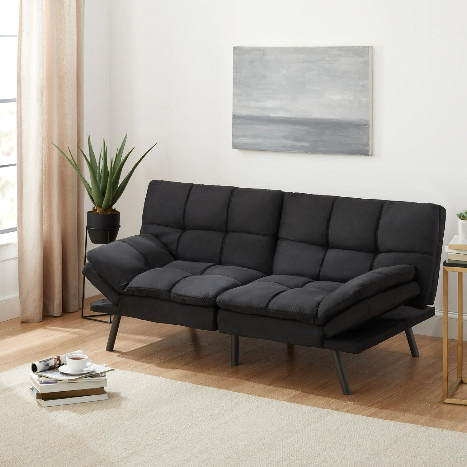 Mainstays Memory Foam Futon, Black Faux Suede Fabric, Full – MS95-010-107-02