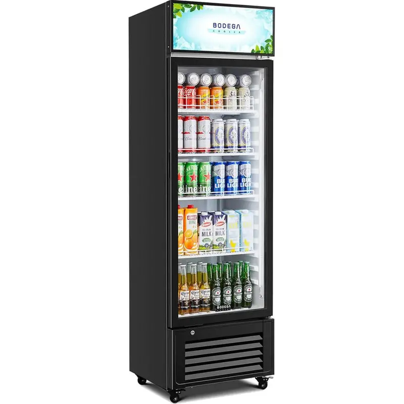 BODEGACOOLER Commercial Glass-Door Refrigerated Display Case, 11.3 Cu. Ft., 1 Door – SC-330FA-BK