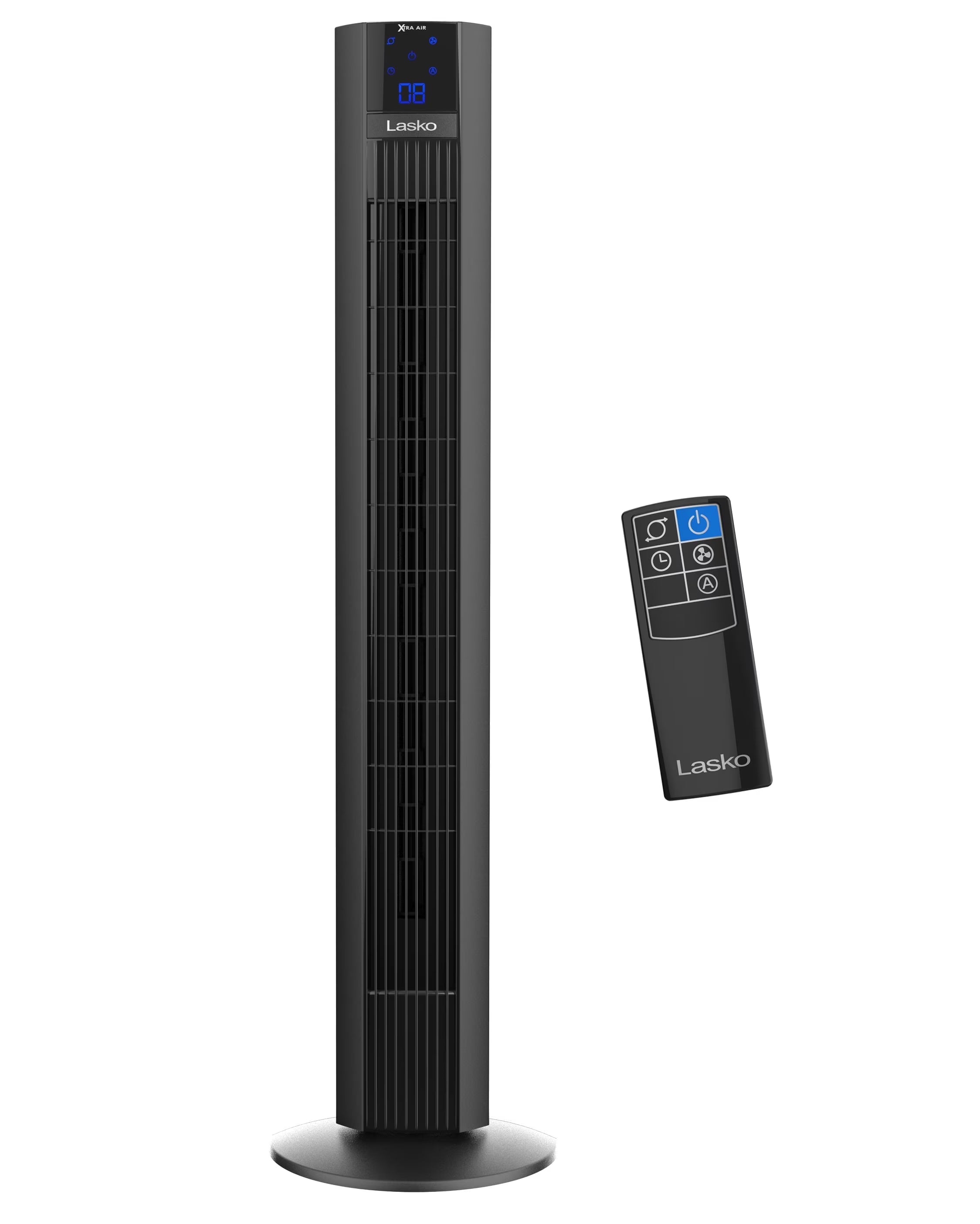 Lasko Xtra Air 48in 4-Speed Oscillating Remote Controlled Tower Fan, Black – T48336