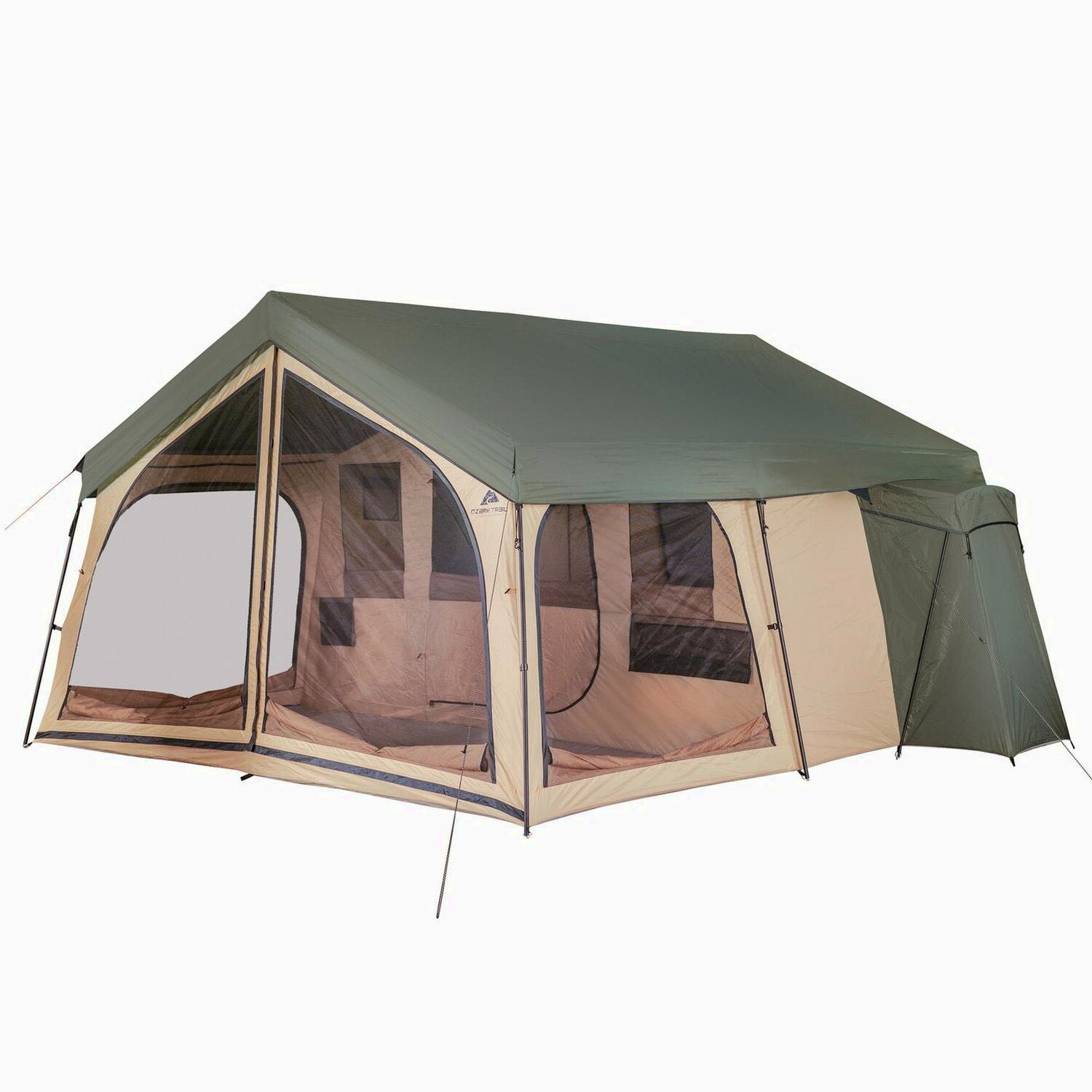 Ozark Trail 14-Person Spring Lodge Cabin Camping Tent, Beige And Green – WT181416
