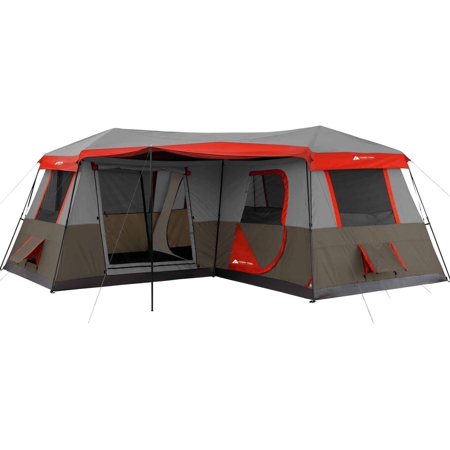 Ozark Trail Instant Cabin Tent, Sleeps 12, 16 ft x 16 ft, Brown/Red – WMT-161682B