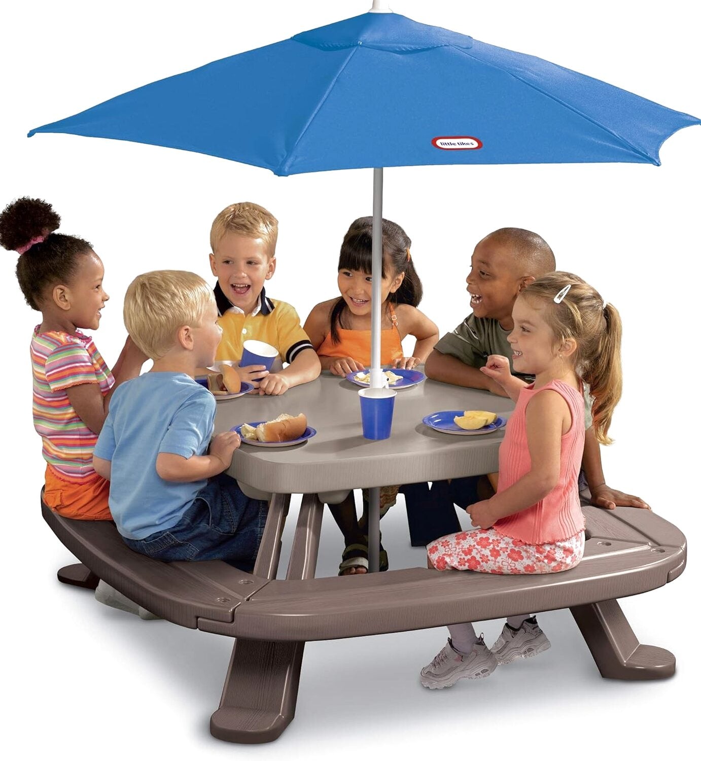 Little Tikes Fold ‘N Store Picnic Table With Market Umbrella – 632433M