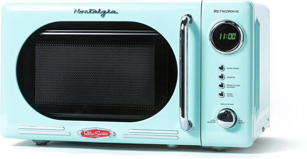 Nostalgia 0.7 Cu Ft 700W Countertop Microwave Oven – Aqua