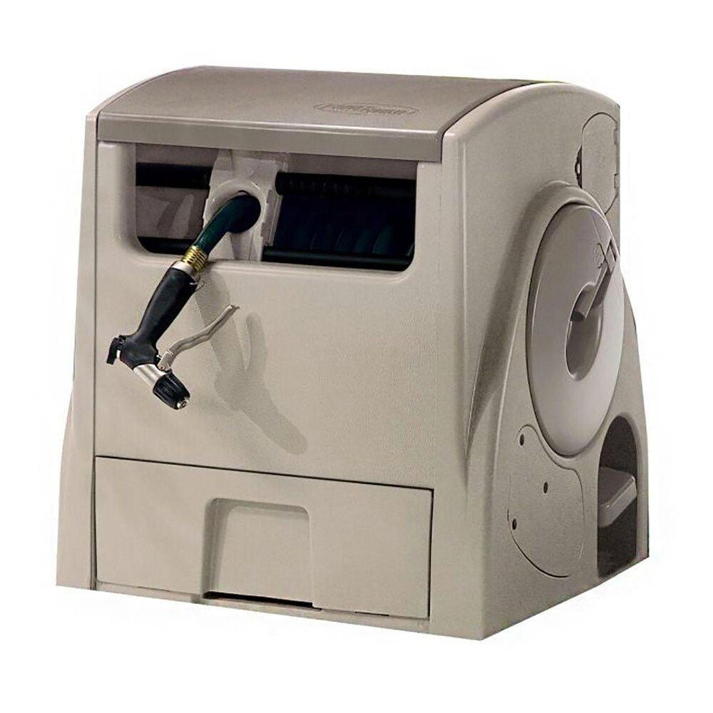 Suncast Powerwind Auto Power Rewind Hose Reel, 100 ft, Light Taupe – CPLPW100