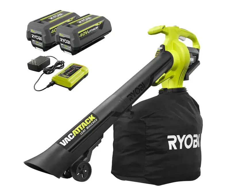 RYOBI Vac Attack 40V Cordless Leaf Vacuum & Mulcher With 2x 5.0Ah Batteries & Charger – RY40451-2B