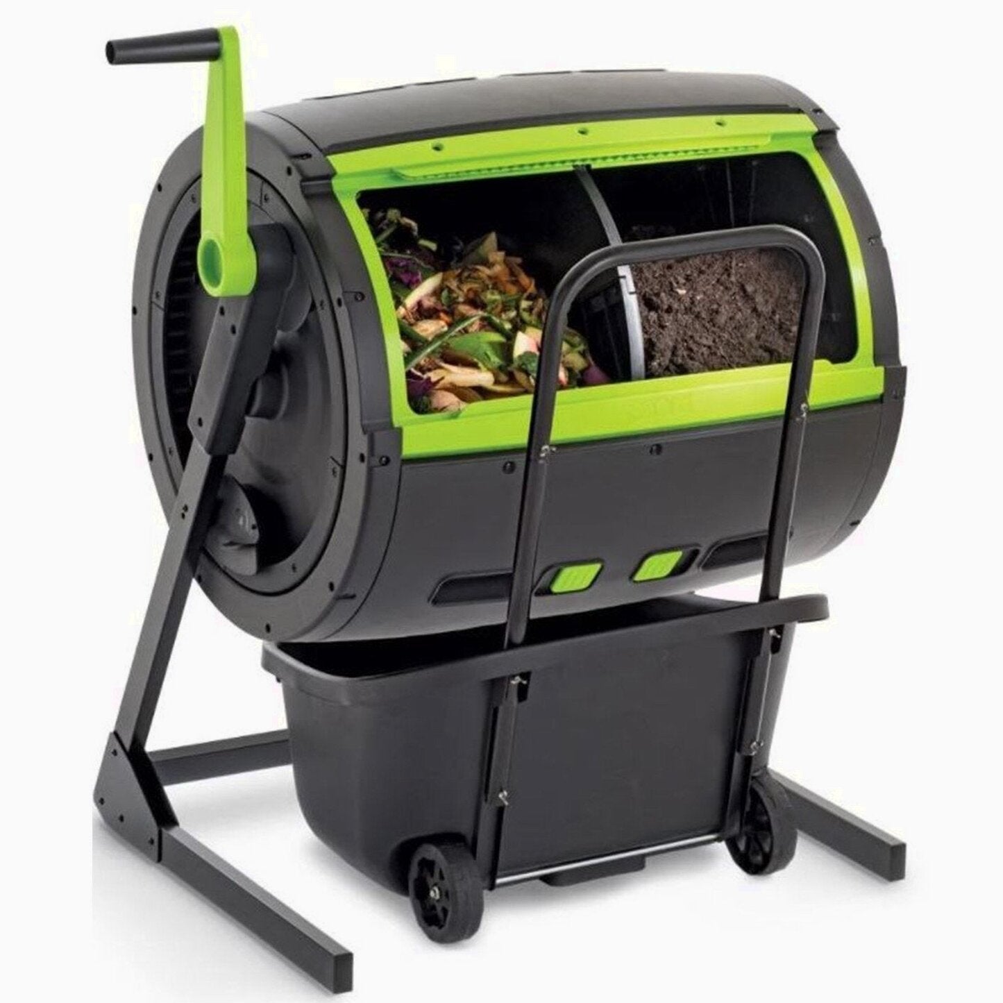 Maze 65-Gallon Compost Tumbler With 12-Gallon Cart, Black – 41.3 x 30 x 45 in