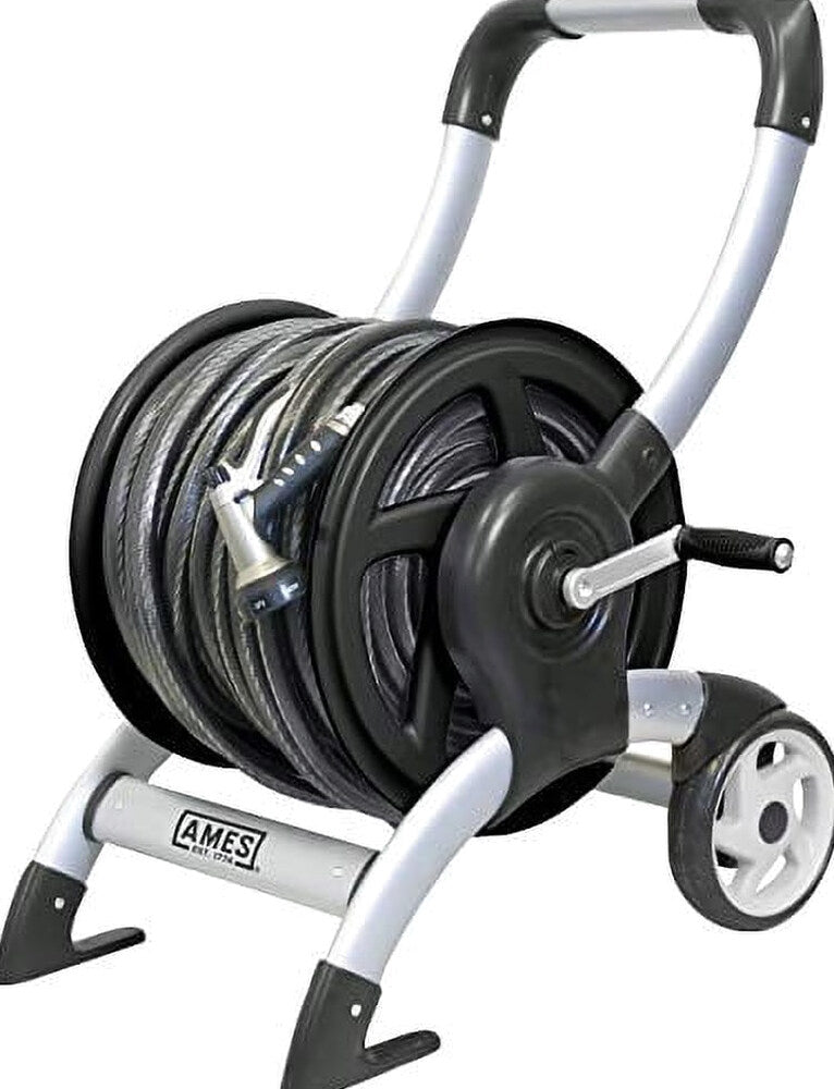 The Ames Company Aluminum Hose Reel Cart, Silver, 200 Ft – 2518000