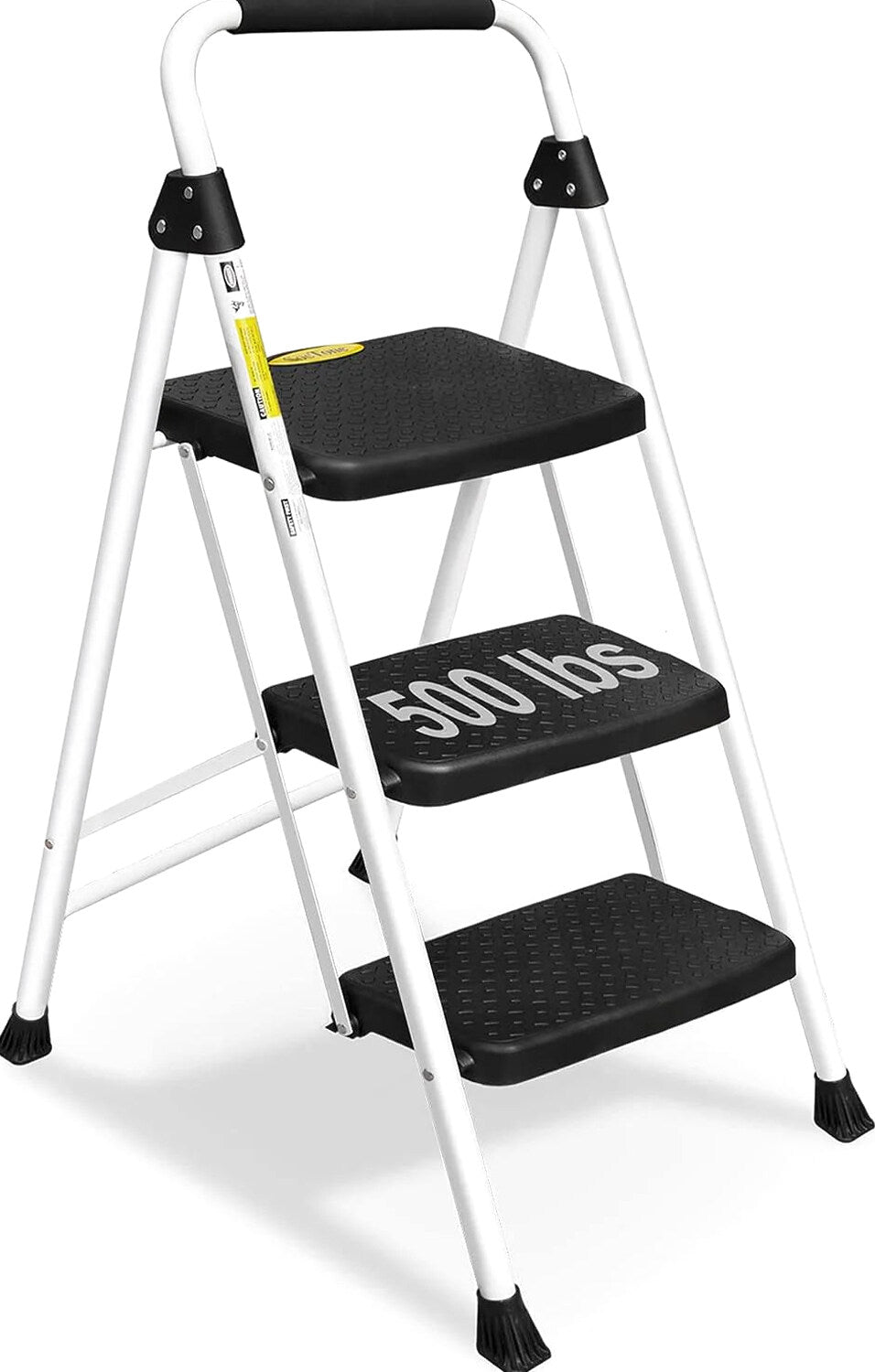 SocTone 3 Step Folding Step Ladder With Handle – 500 lb Capacity