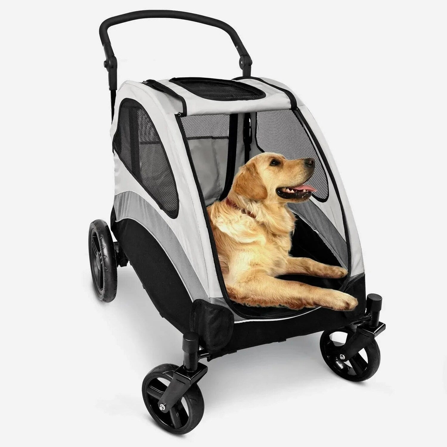 Poloma Foldable Pet Stroller for Large or 2 Dogs Cats, Gray – GS-307Z