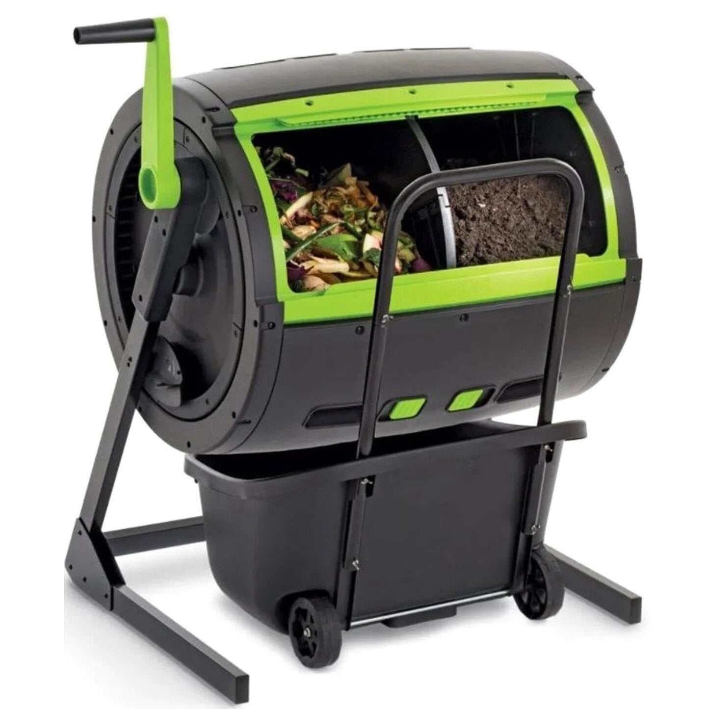 Maze 65-Gallon Compost Tumbler And 12-Gallon Cart Combo – Black
