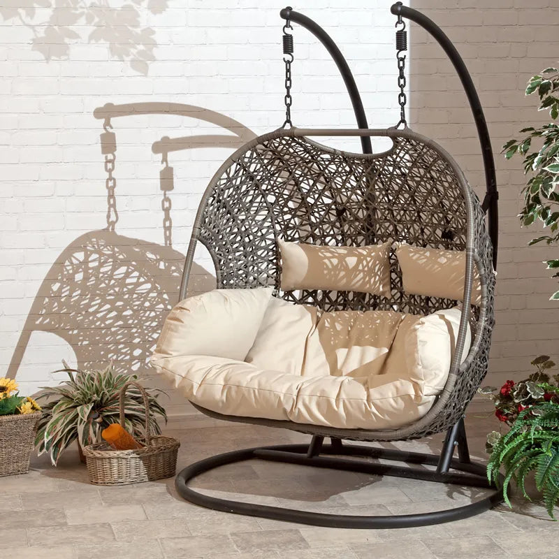 Patio Wicker Hanging Basket Chair With Stand – 600lbs