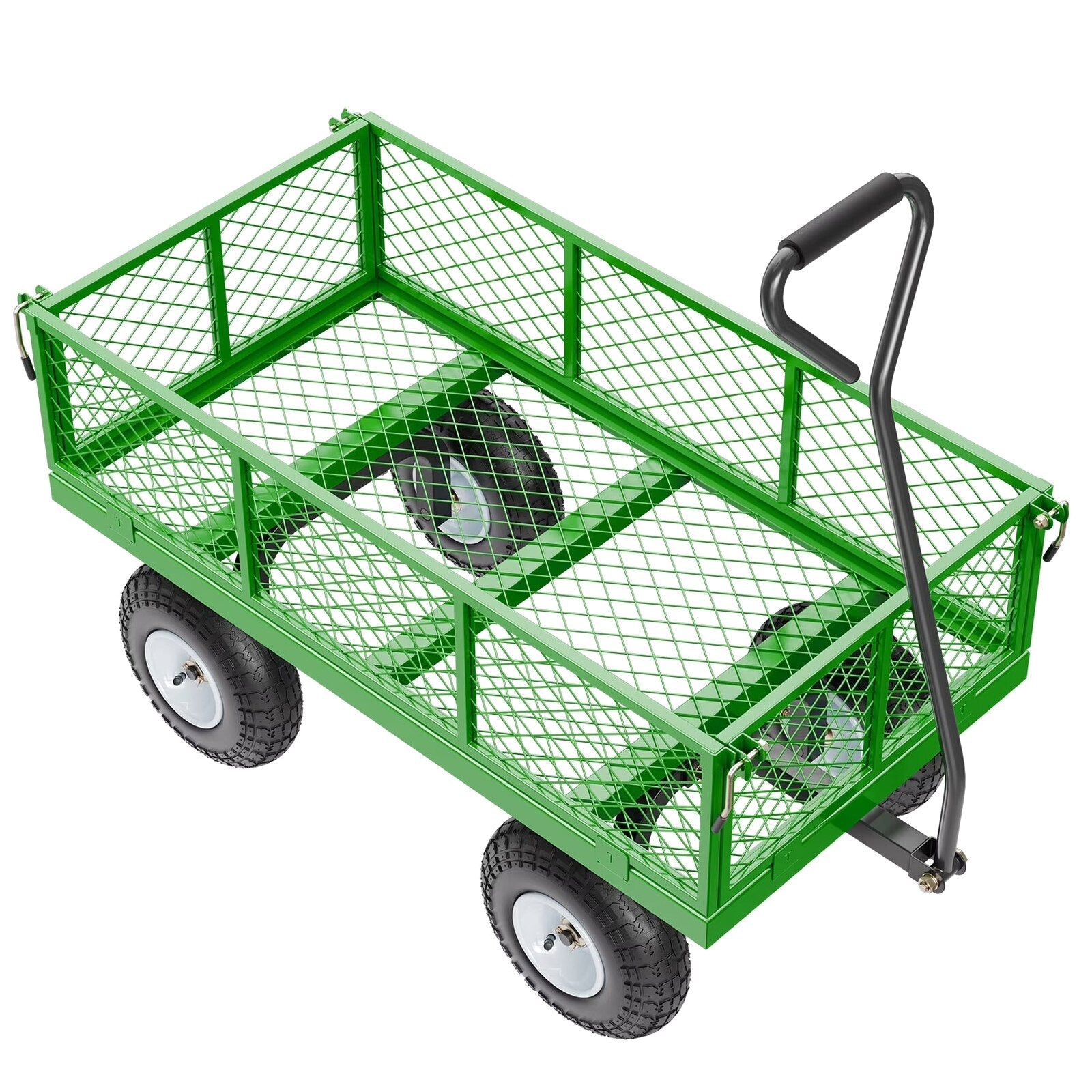 KFFKFF Steel Garden Utility Cart 900 Lbs, 38 x 22 in, 10 in Wheels, Green – V900G