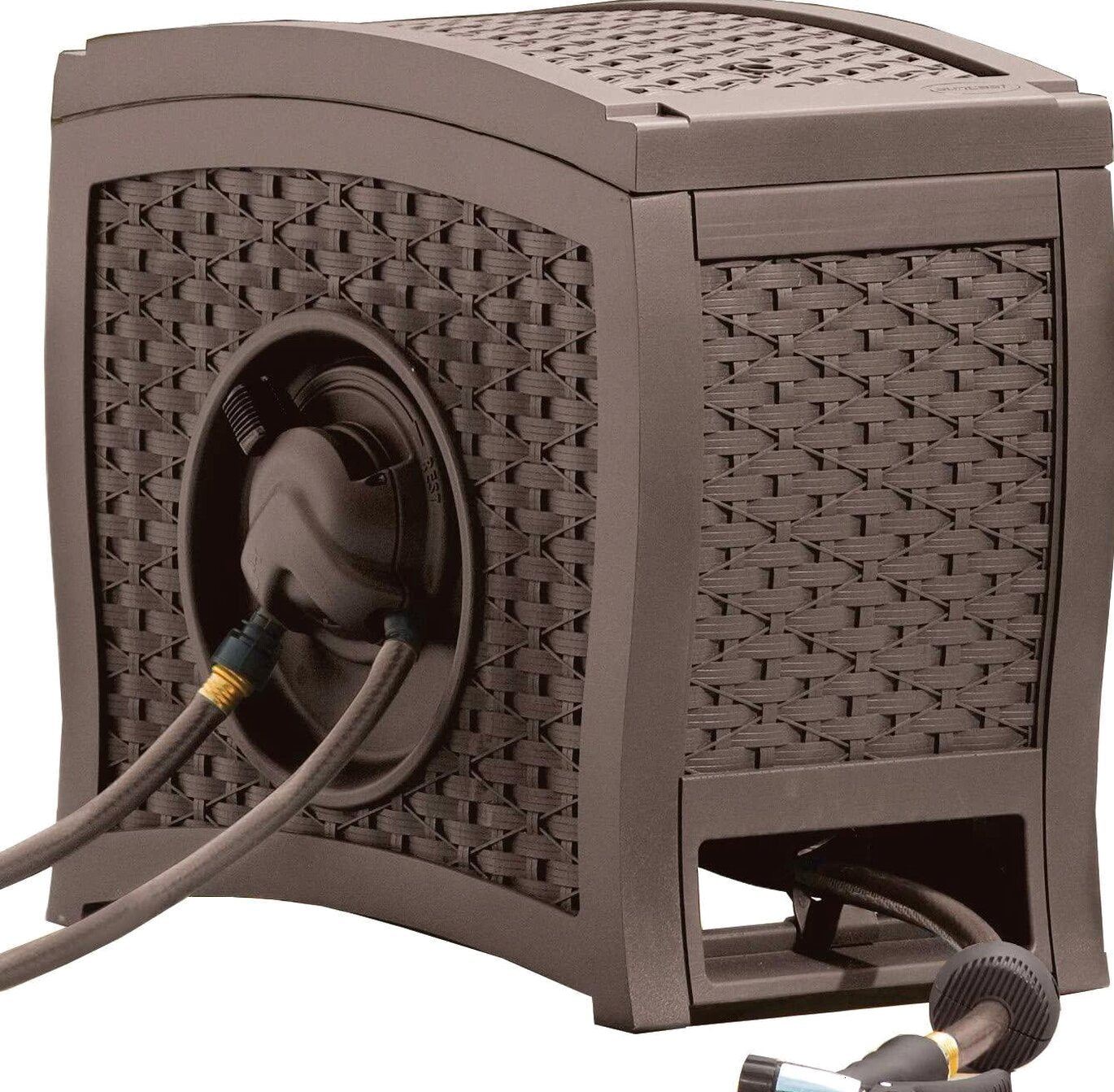 Suncast Aquawinder Wicker Garden Hose Reel – Java