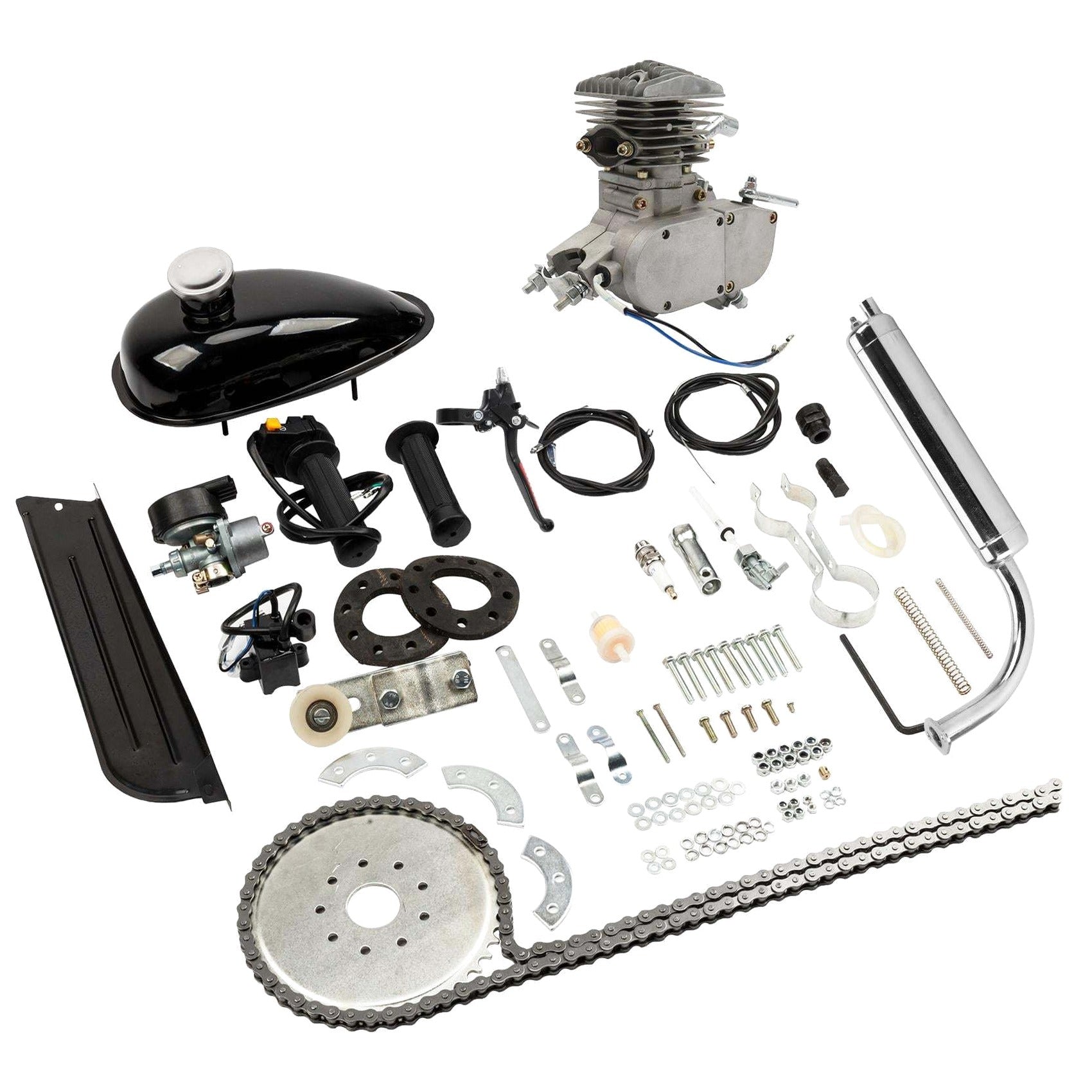 Zimtown 80cc 2 Stroke Engine Bike Motor Kit For 26in Bicycles – Silver White